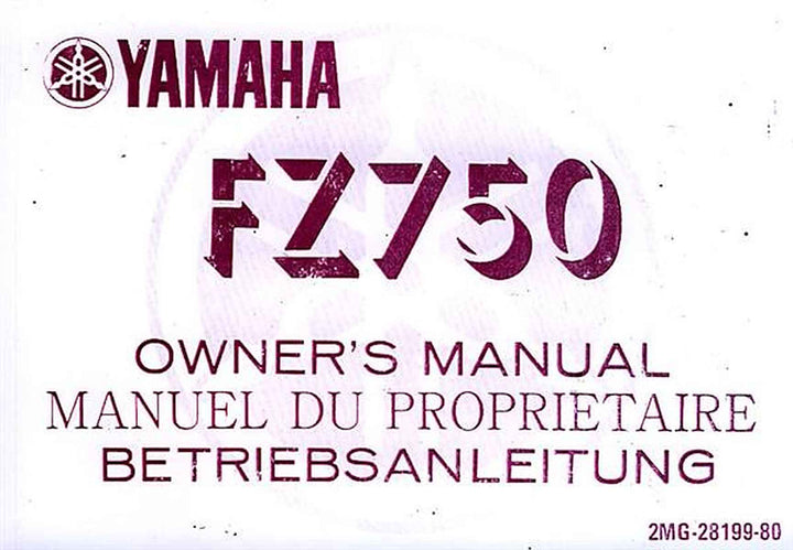 Yamaha FZ 750, Betriebsanleitung, Buchcover