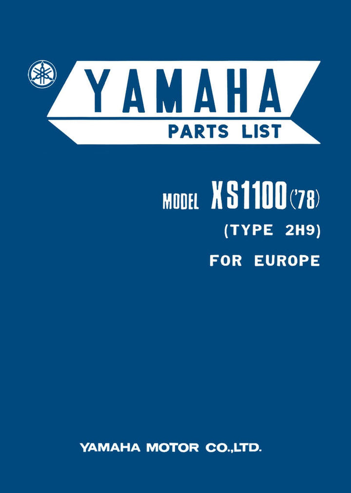 Yamaha XS1100 (2H9) Parts List, Buchcover