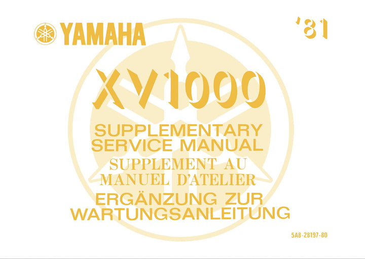 Yamaha XV1000 Ergänzung zur Wartungsanleitung, Buchcover