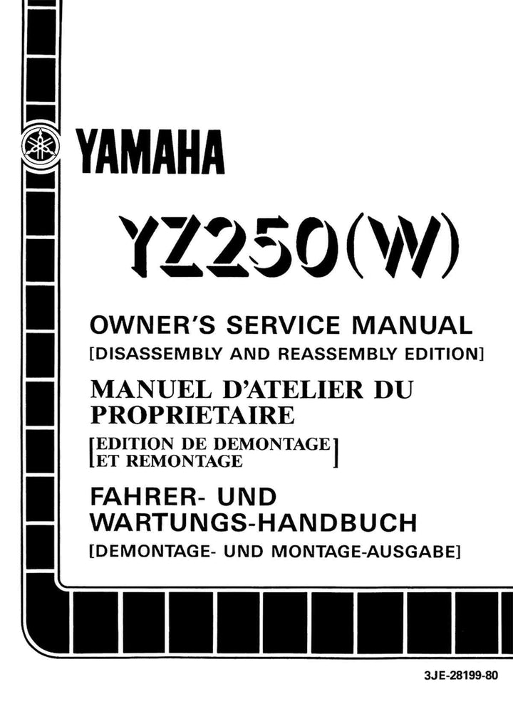 Yamaha YZ 250 (W) Fahrer- und Wartungs-Handbuch,, Buchcover