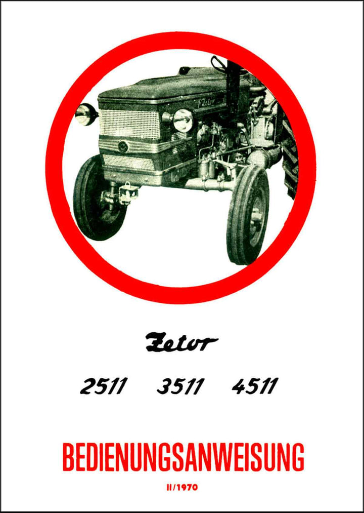 Zetor 2511, 3511, 4511 Bedienungsanweisung, Buchcover