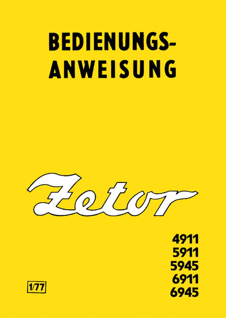 Zetor 4911, 5911, 5945, 6911, 6945 Bedienungsanweisung, Buchcover