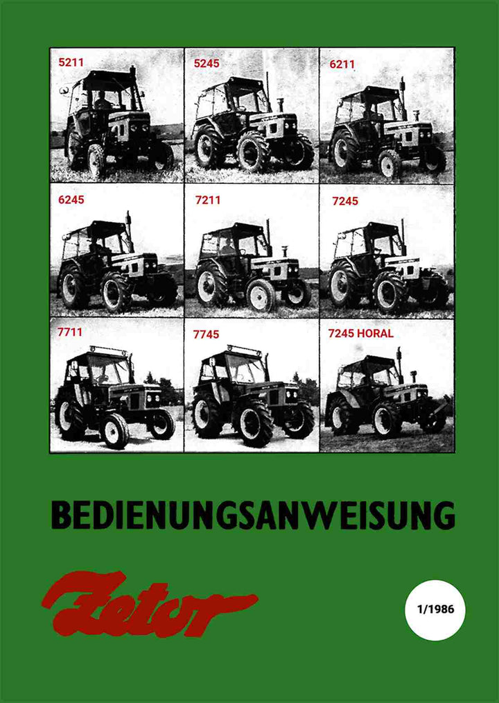 Zetor 5211, 5245, 6211, 6245, 7211, 7245, 7711, 7745 Bedienungsanweisung, Buchcover