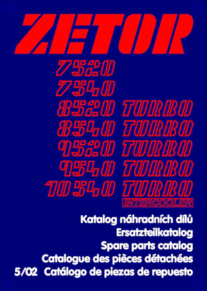 Zetor 7520, 7540, 8520, 8540, 9520, 9540, 10540 Ersatzteilkatalog, Buchcover