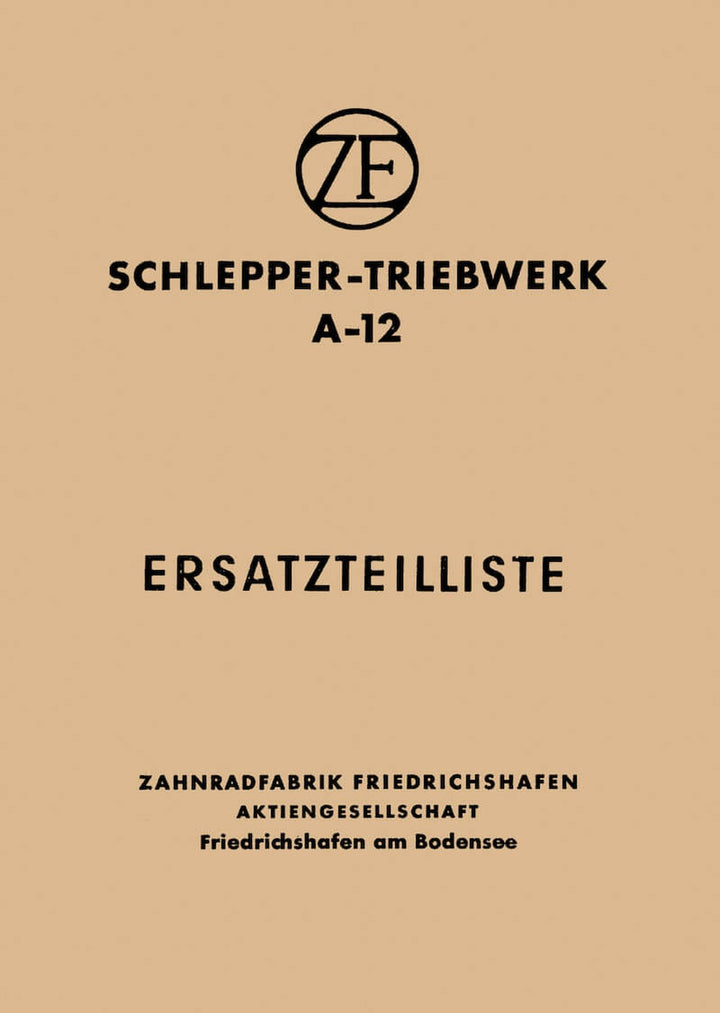 ZF A-12 Schleppertriebwerk Ersatzteilkatalog, Buchcover