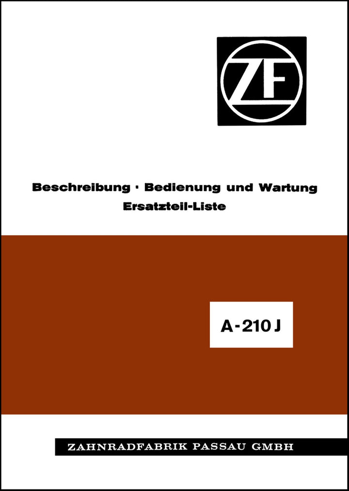 ZF A-210 J Regelkraftheber Betriebsanleitung und Ersatzteilkatalog, Buchcover