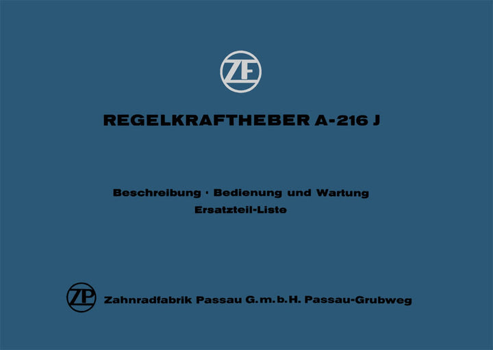 ZF A-216 J Regelktaftheber Beschreibung, Reparatur, Ersatzteile, Buchcover