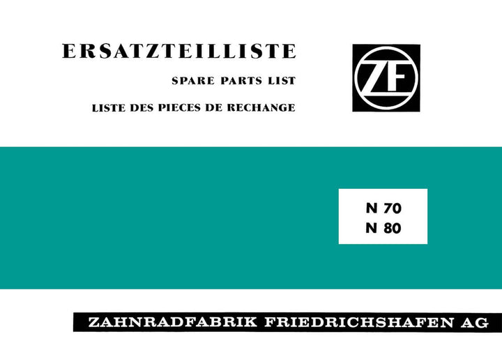 ZF Nebenantrieb N70 und N80, Ersatzteilliste, Buchcover
