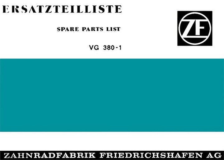ZF VG 380-1, Verteilergetriebe, Ersatzteilliste, Buchcover