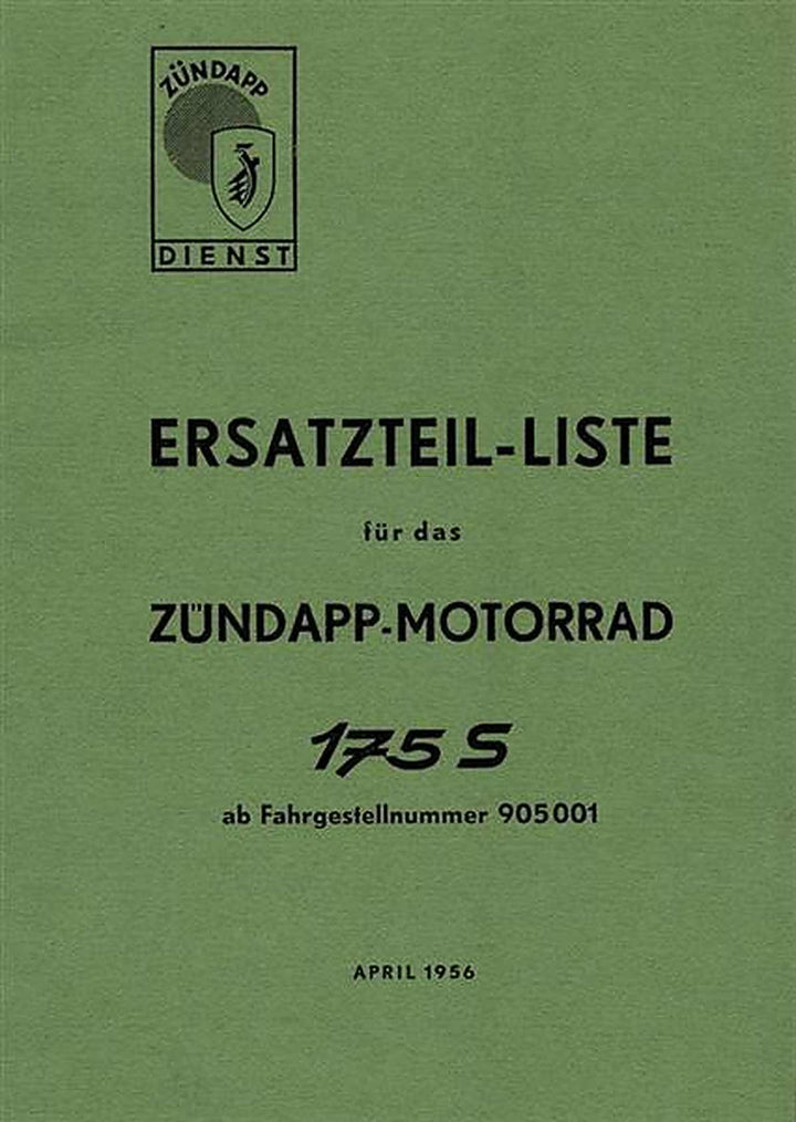 Zündapp 175S Ersatzteilkatalog, Buchcover