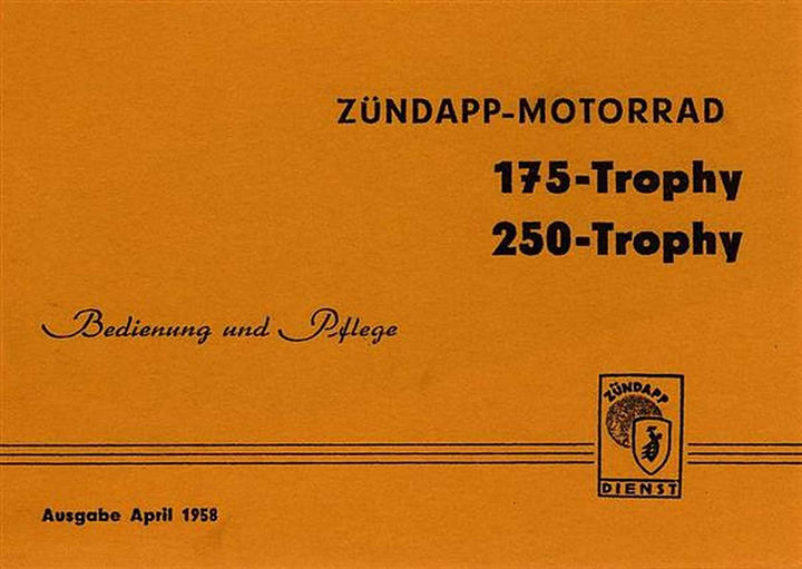 Zündapp 175 und 250 Trophy Betriebsanleitung, Buchcover