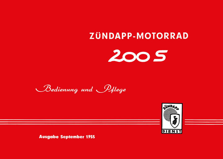 Zündapp 200S Betriebsanleitung, Buchcover