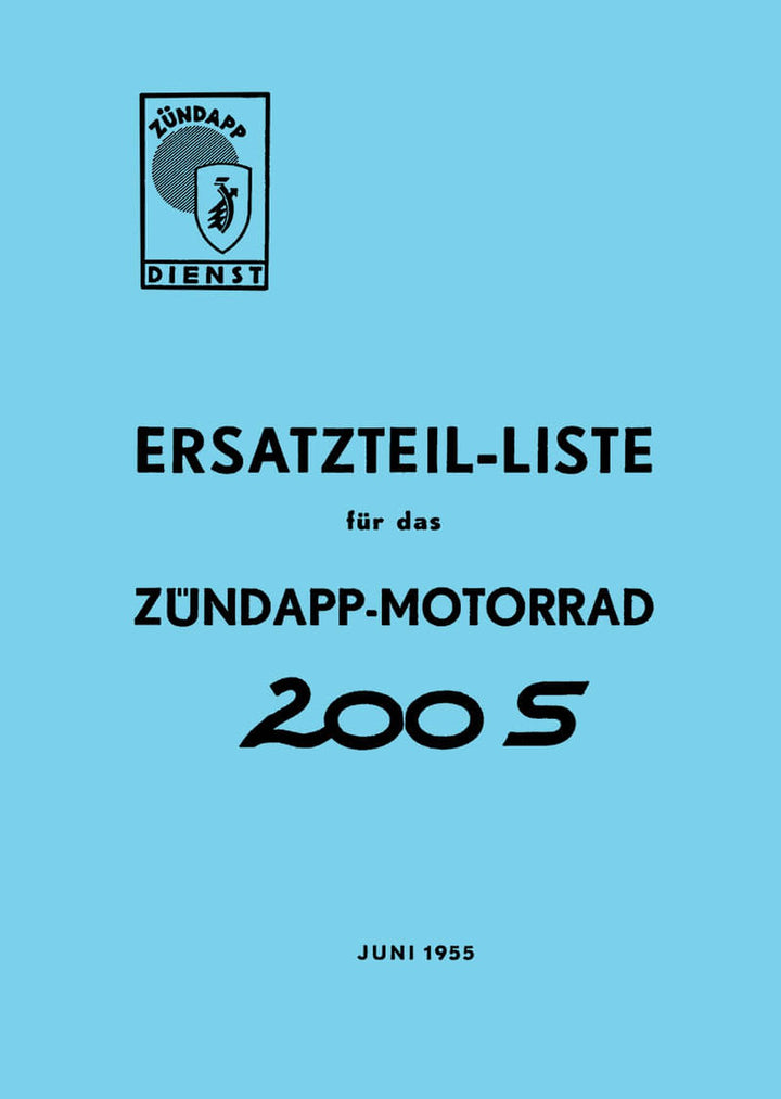 Zündapp 200S Ersatzteilkatalog, Buchcover