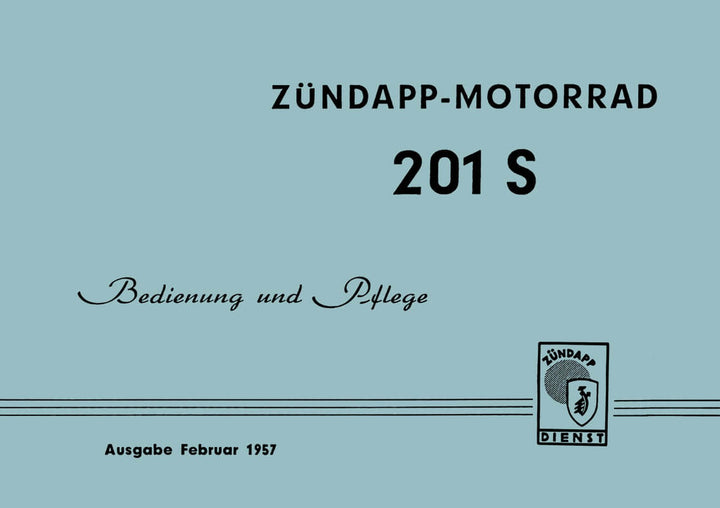 Zündapp 201S Betriebsanleitung, Buchcover