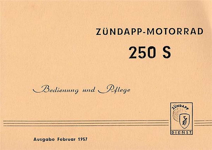 Zündapp 250S Betriebsanleitung, Buchcover