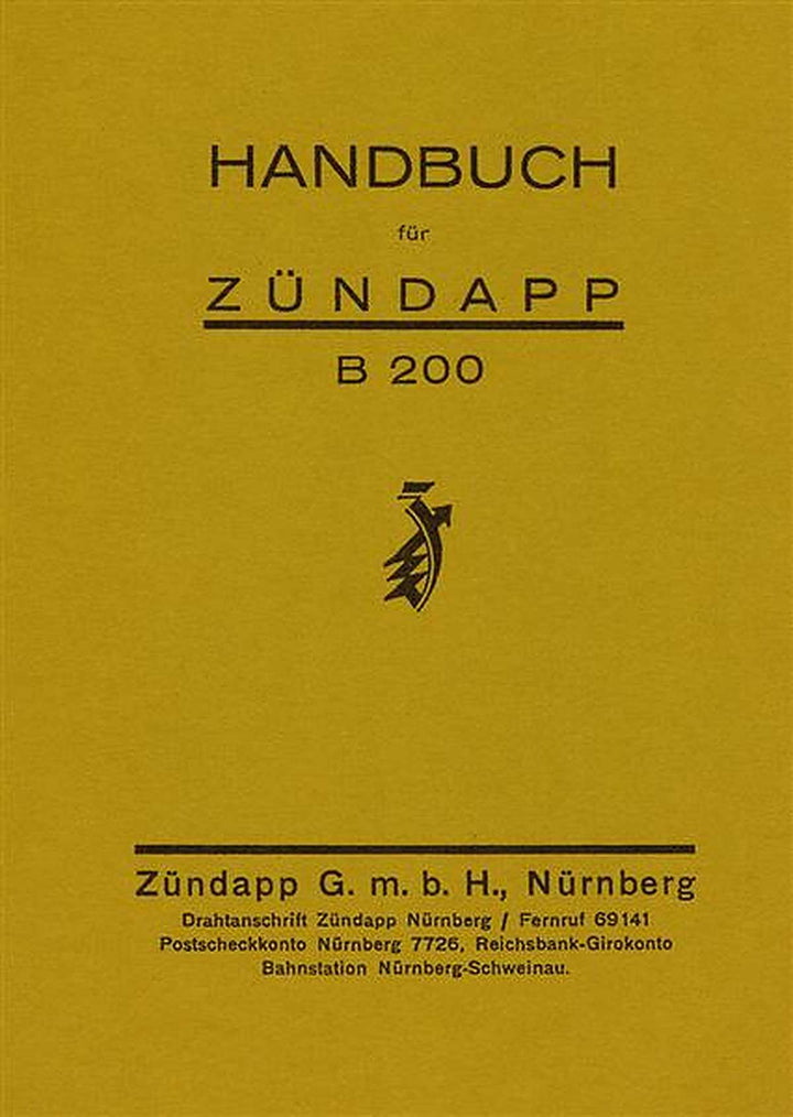 Zündapp B 200 Betriebsanleitung, Buchcover