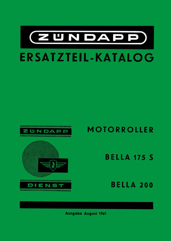 Zündapp Bella 175S und Bella 200 Ersatzteilkatalog, Buchcover