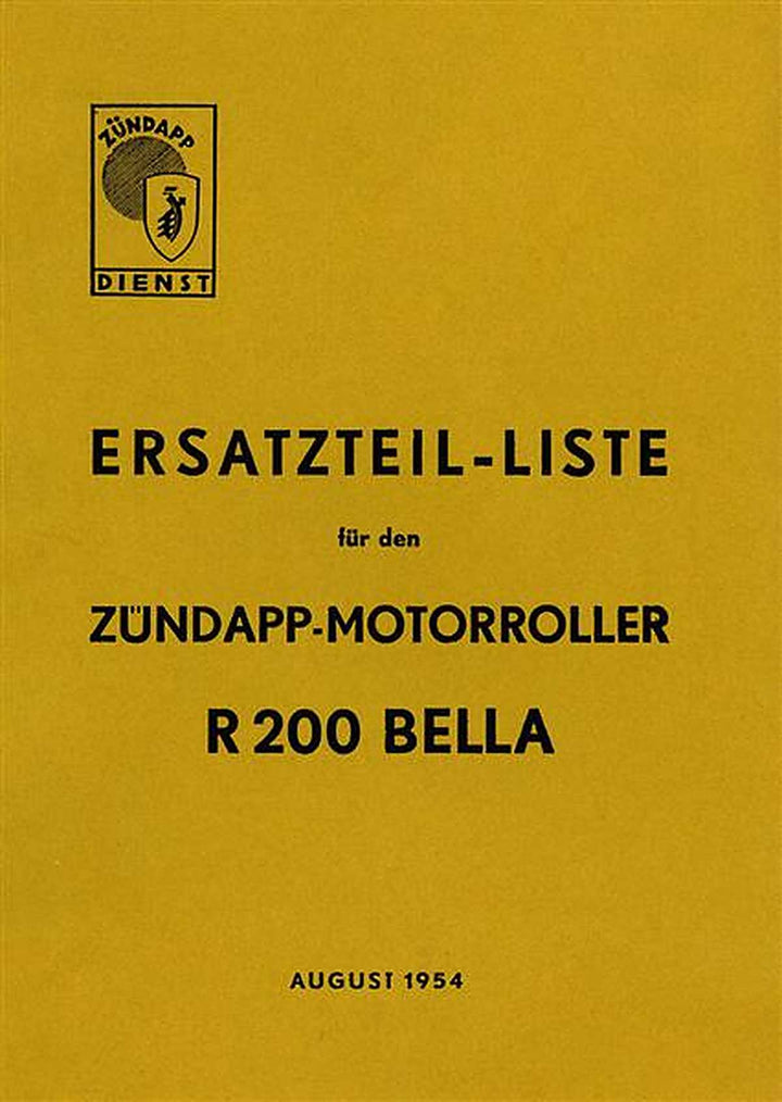 Zündapp Bella R200 Ersatzteilkatalog, Buchcover