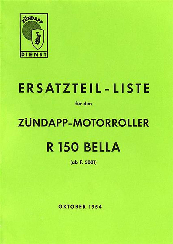 Zündapp Bella R150 Ersatzteilkatalog, Buchcover