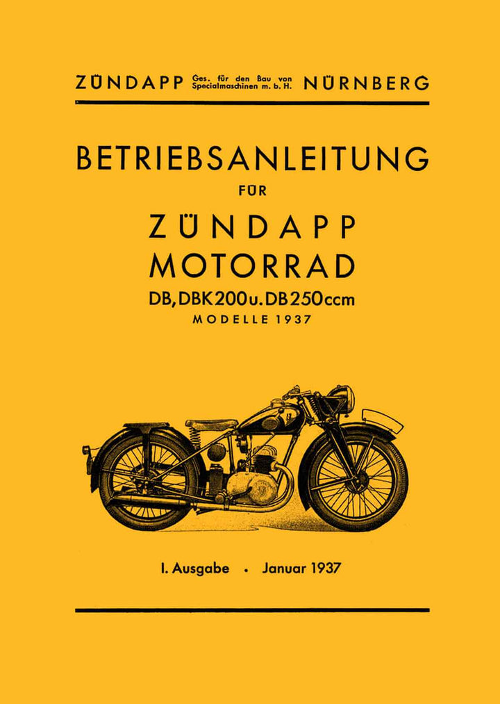 Zündapp DB200 DBK200 DB250 Betriebsanleitung, Buchcover