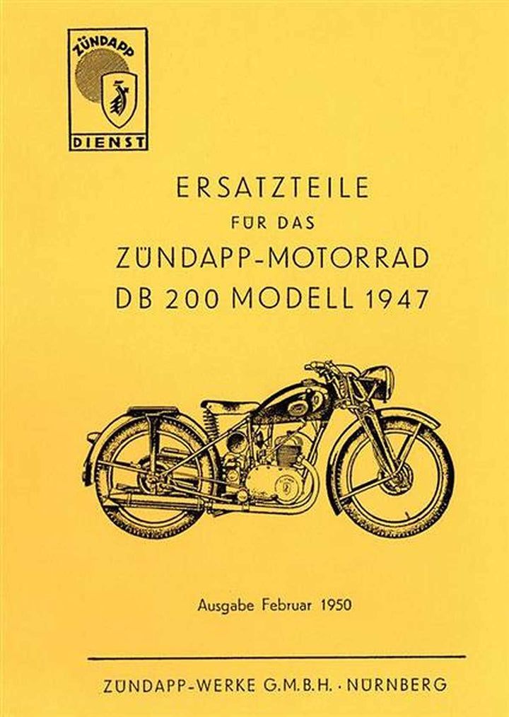 Zündapp DB200 Ersatzteilkatalog, Buchcover