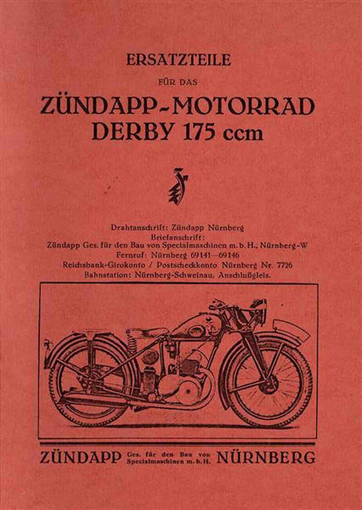 Zündapp Derby 175 ccm Ersatzteilkatalog, Buchcover
