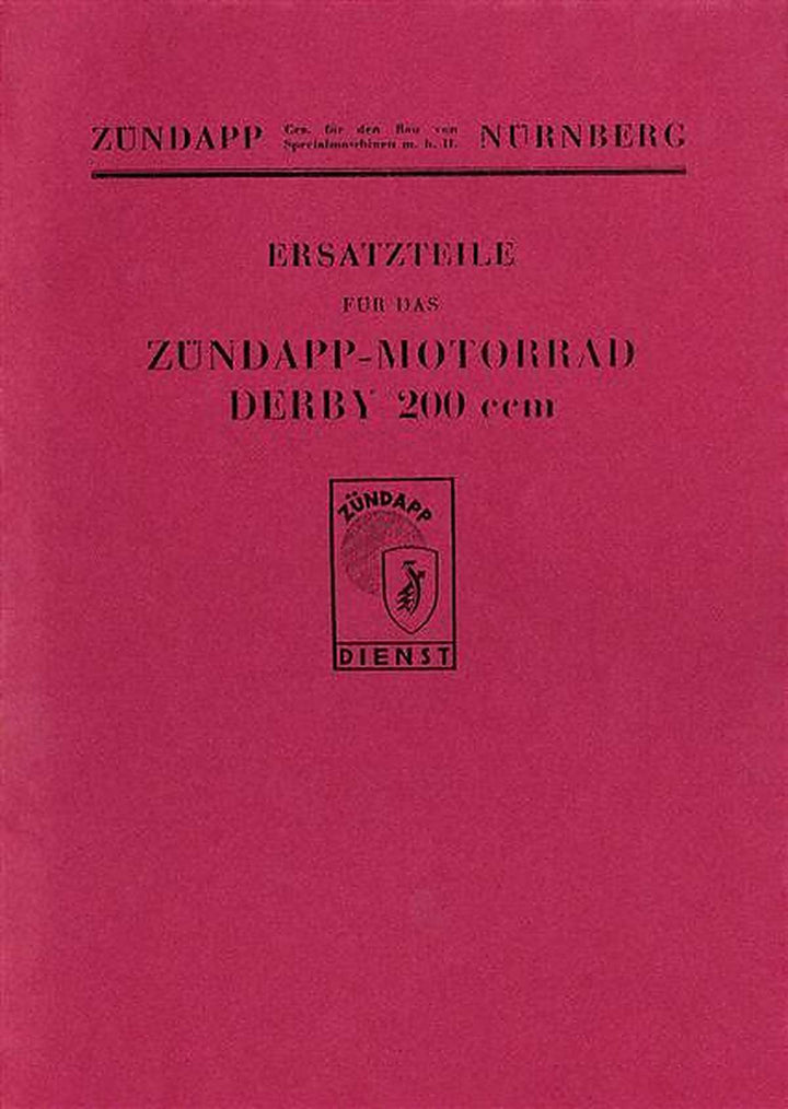 Zündapp Derby 200 Ersatzteilkatalog, Buchcover