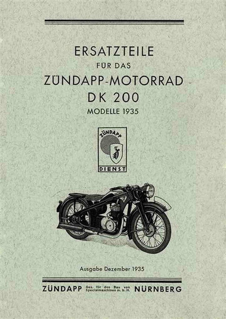 Zündapp DK200 Ersatzteilkatalog, Buchcover