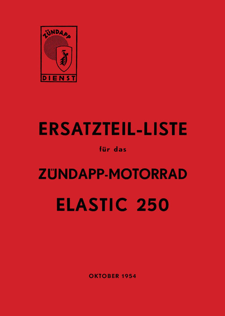 Zündapp Elastic 250 Ersatzteilkatalog, Buchcover