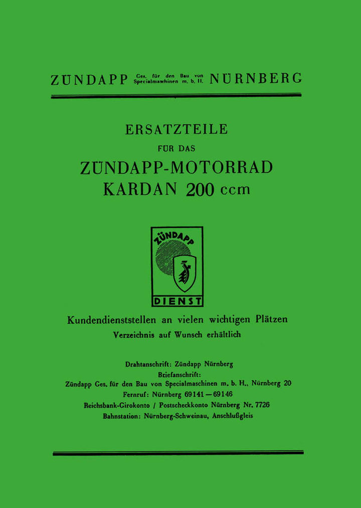 Zündapp K200 Ersatzteilkatalog, Buchcover
