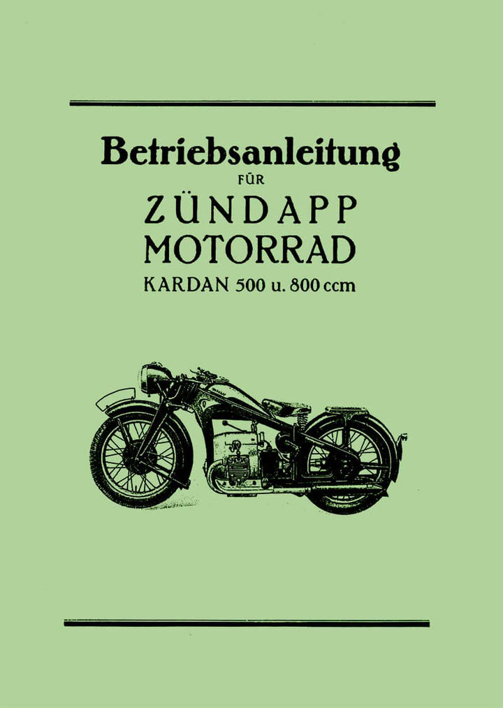 Zündapp K500 und K800 Betriebsanleitung, Buchcover