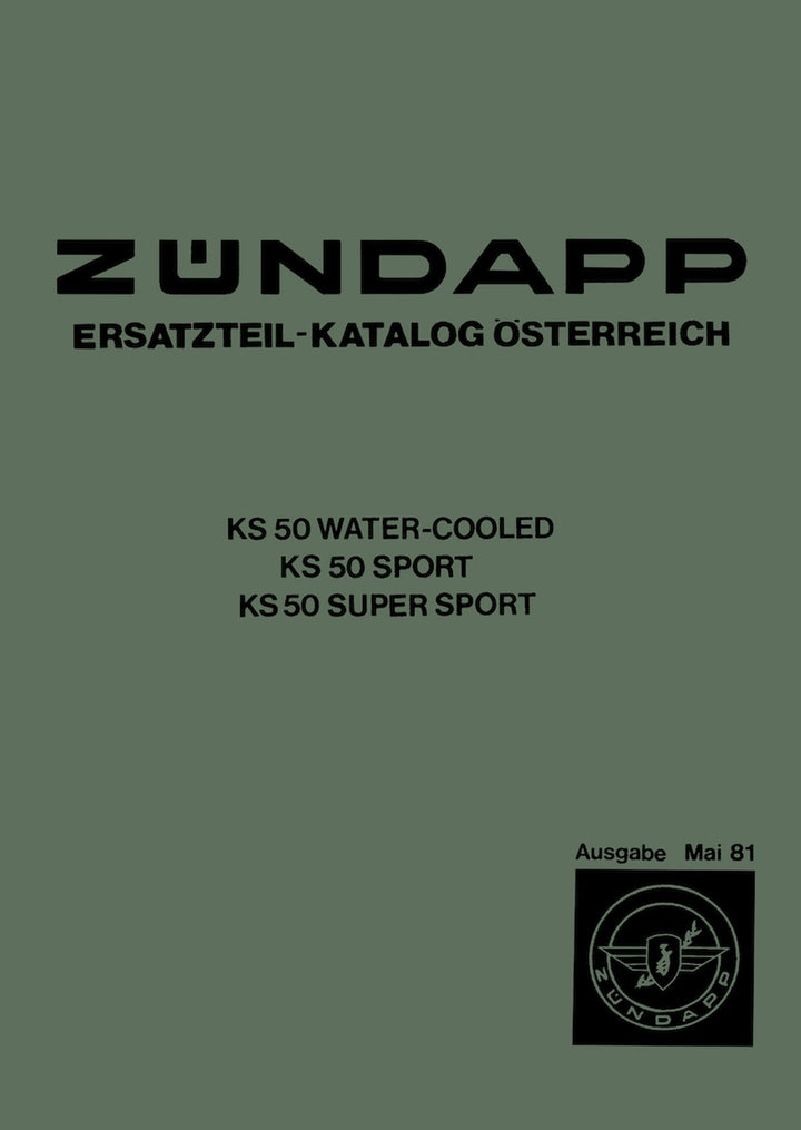 Zündapp KS50 Modelle Ersatzteil-Katalog für Österreich, Buchcover