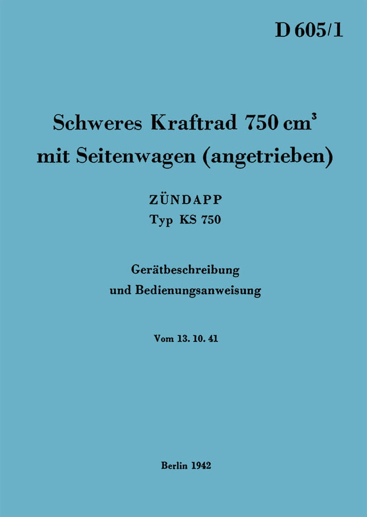 Zündapp KS750 Betriebsanleitung, Buchcover