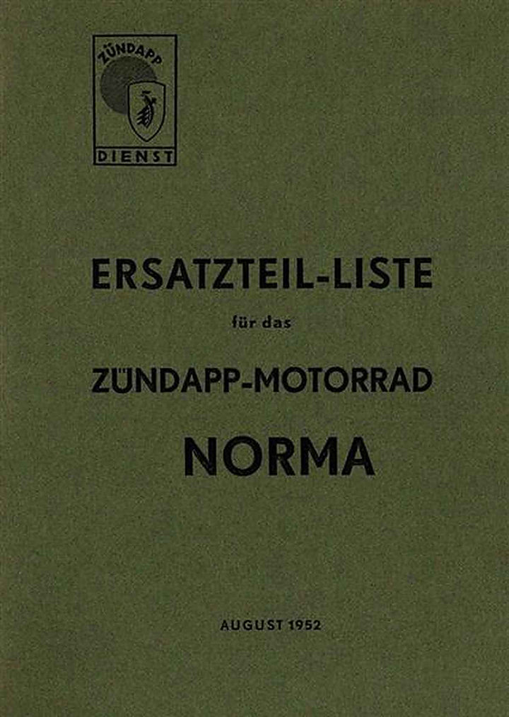 Zündapp Norma Ersatzteilkatalog, Buchcover