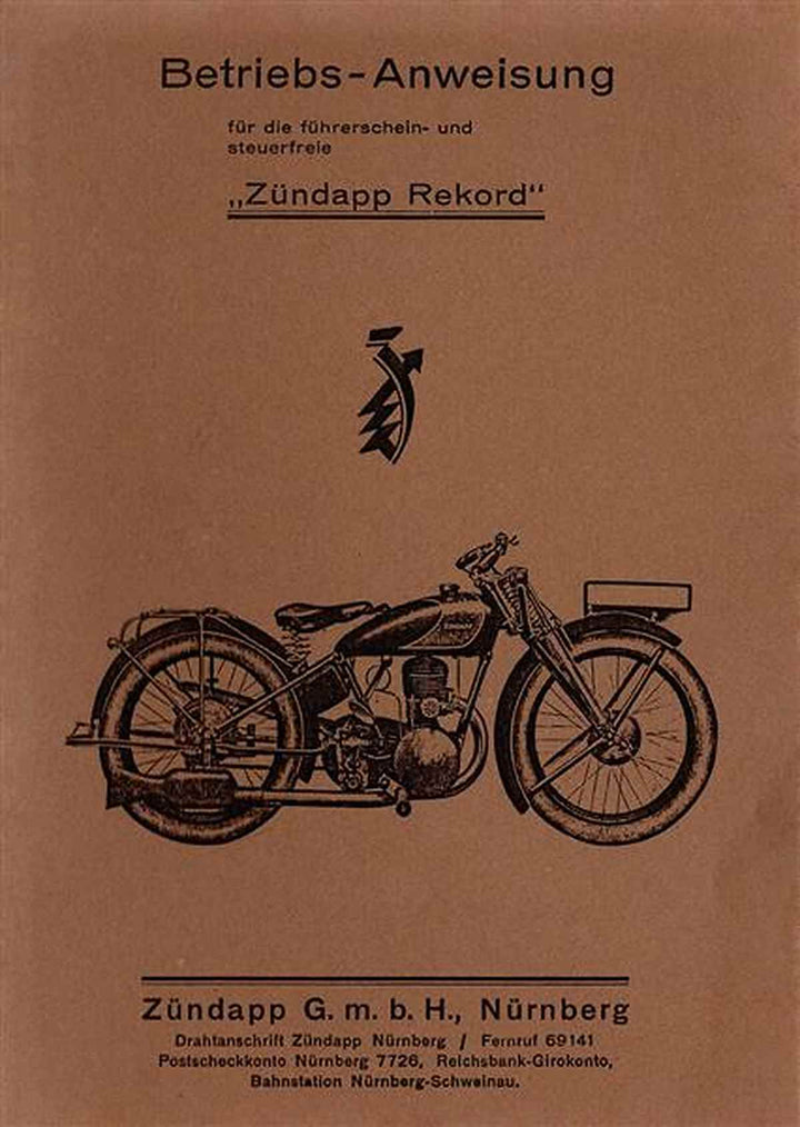 Zündapp Rekord Betriebsanleitung, Buchcover