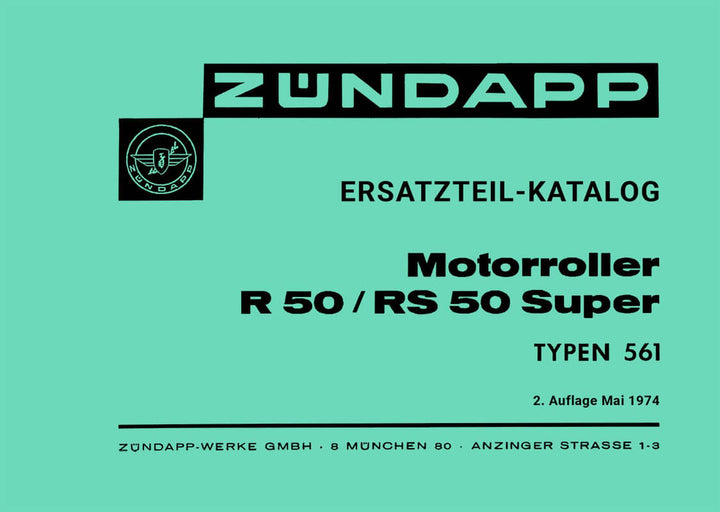 Zündapp R50 und RS50 Super Ersatzteilkatalog, Buchcover