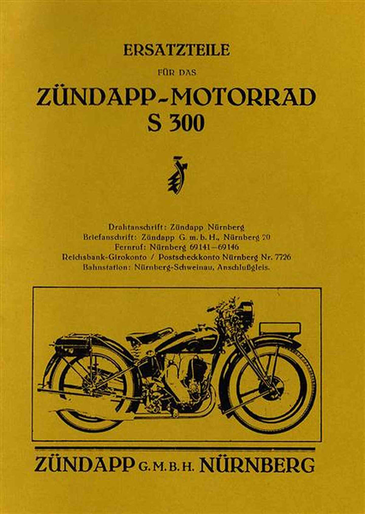 Zündapp Motorrad S 300 Ersatzteilkatalog, Buchcover