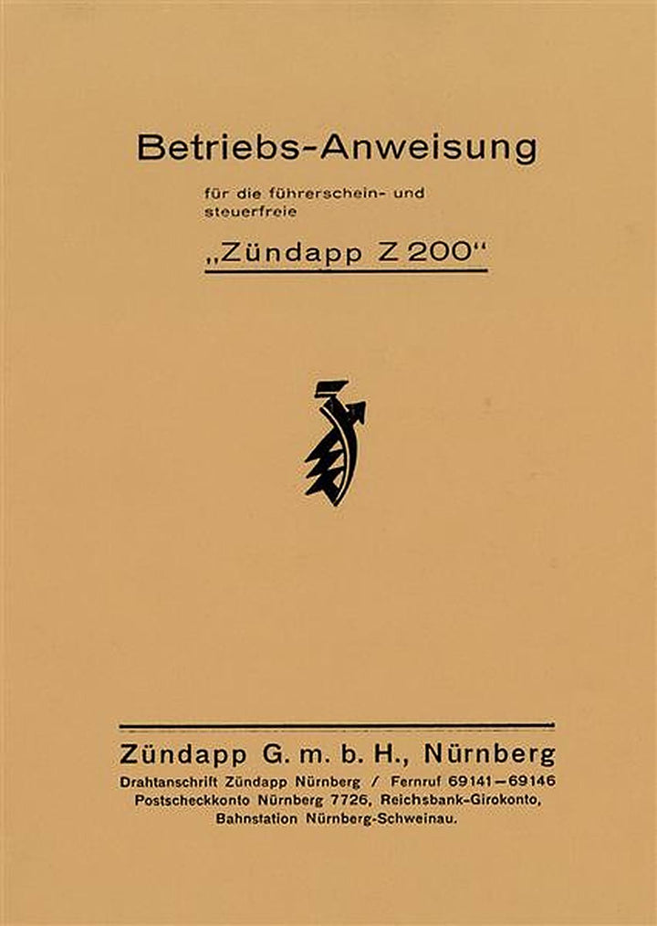 Zündapp Z200 Betriebsanleitung, Buchcover