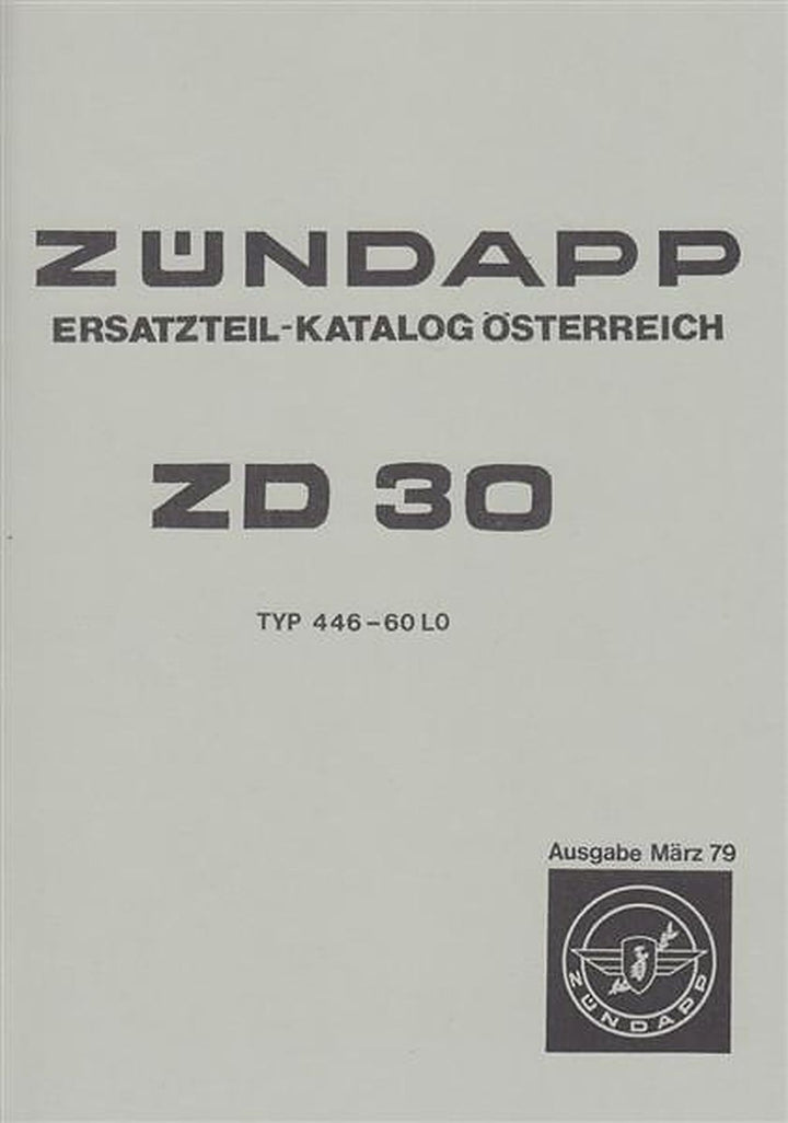 Zündapp ZD 30 (Typ 446-60 LO), Ersatzteil-Katalog Österreich, Buchcover